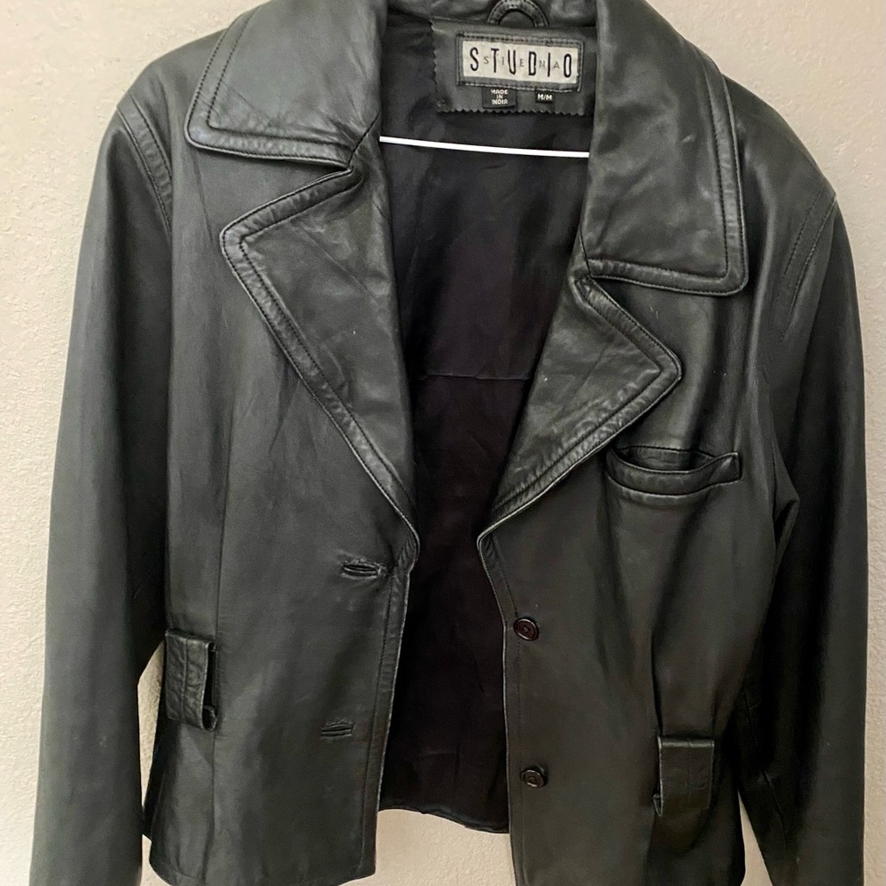Leather jacket.